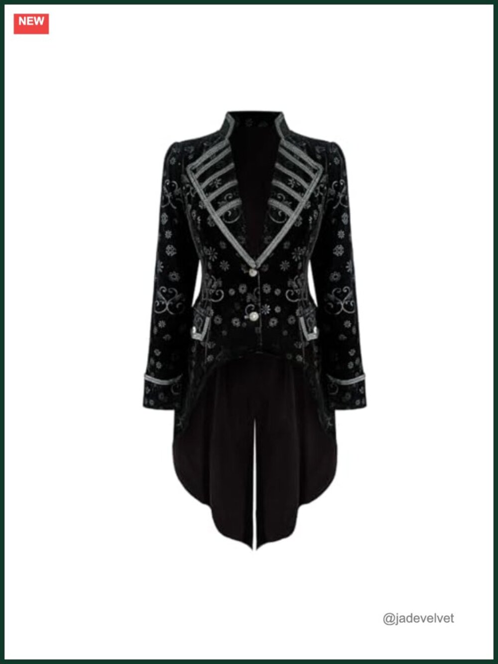 Velvet Steampunk Victorian Pirate Tailcoat Gothic Long Jacket